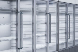 empty commercial fridges in store